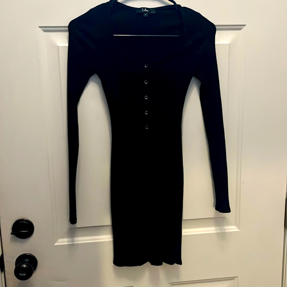 Stunning Lulus Black Sweater Mini Dress - Size Small
